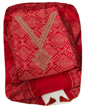 DRAVINAM Trends Womens Modal Silk Unstitched Suit Material with Embroidered Printed Kurta Pant and Dupatta