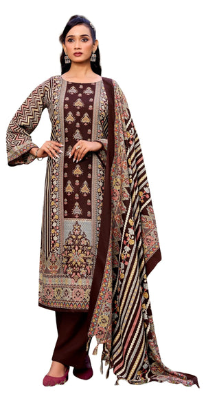 DRAVINAM Trends Women's Winter wear unstitched Printed Woollen Pashmina Salwar Suit Dress Material with Pashmina Printed Shawl Dupatta