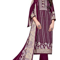 DRAVINAM Trends Women's Unstitched Kaani Print Pashmina Winter wear Dress Material Fabric for Salwar Suit with printed pashmina Kashmiri shawl dupatta (Red)