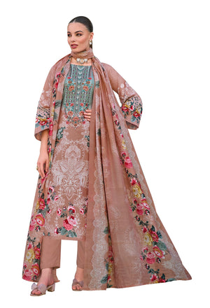 DRAVINAM Trends Women's Unstitched Salwar Suit Dress Material - Cotton Digital Printed Organza Embroidered Kameez II Unstitch Bottoms II Cotton Dupatta