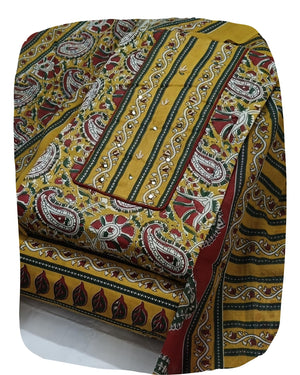 DRAVINAM Trends Women's Cambric Cotton Dress Material | Unstitch Kalamkari Printed Suit Set with Cotton Dupatta