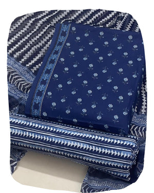 DRAVINAM Trends Jaipuri Printed Pure Cambric Unstitched Cotton Suit Dress Material with Kota Doriya Printed Dupatta