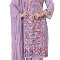 DRAVINAM Trends Women's Unstitched Cotton Embroidered Suit Material -Jam Cotton Embroidered Shirt II Cotton Bottoms II Chiffon Ptinted Dupatta