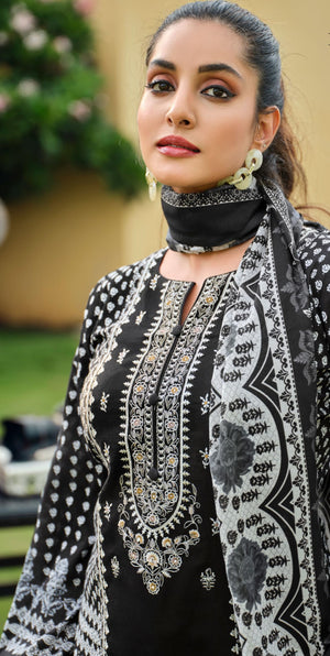 DRAVINAM Trends Women's Pure Karachi Lawn Cambric Digital Print with Pakistani Embroidery Unstitched Ladies Salwar Suit Dress Material with Lawn Cotton Dupatta