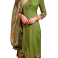 DRAVINAM Trends Women's Unstitched Pure Lawn Digital Printed Placement Embroidered Cotton Salwar Suit Dress Material with Mal Mal Cotton Digital Printed Dupatta (Parrot Green)