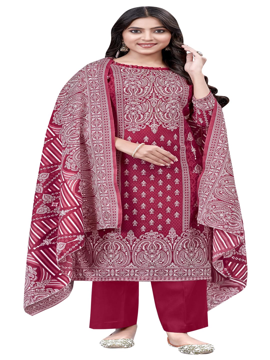 DRAVINAM Trends Women's Unstitched Winter Wear Digital Printed Heavy Woolen Pashmina Salwar Suit Dress Material with Printed Shawl Dupatta