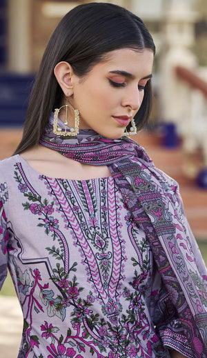 DRAVINAM Trends Pure Cotton Digital Print Pakistani Embroidered Suit Dress Material with Unstitched Bottoms and Cotton Dupatta