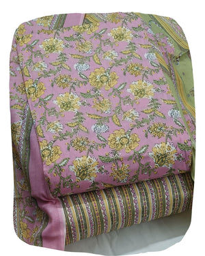 DRAVINAM Trends Jaipuri Sanganari Print Cambric Cotton Unstitched Salwar Suit Dress Material for Women with Mulmul Cotton Dupatta