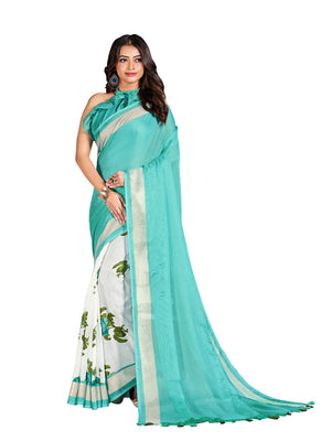 DRAVINAM Trends Women's Woven Kalamkari Printed Soft Cotton Saree with Blouse Piece (SareeKlm_6_Red and Orange)