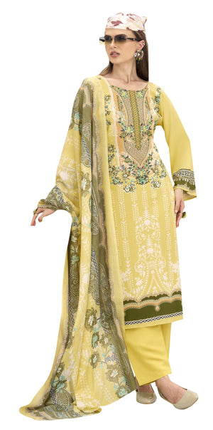 DRAVINAM Trends Unstitched Pakistani Print Embroidered Pure Rayon Salwar Suit Dress Materials with Cotton Dupatta