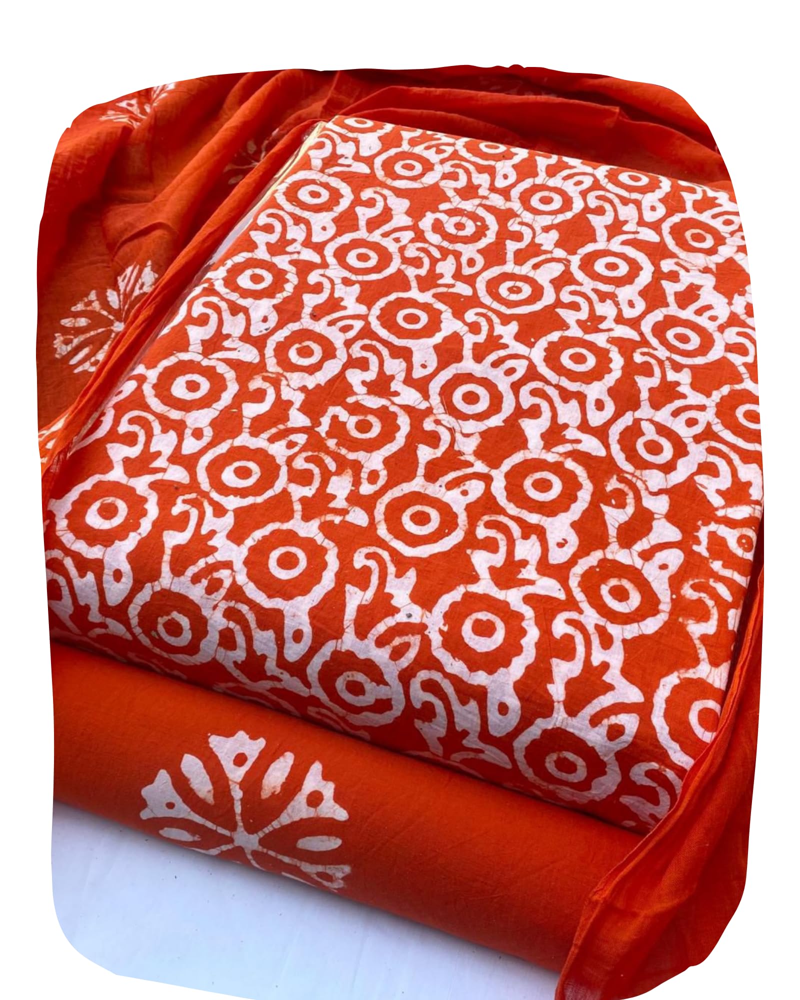 DRAVINAM Trends Unstitched Jaipuri Handmade Wax Batik Print Soft Cotton Dress Material with Dupatta