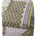 DRAVINAM Trends Hand Block Print Pure Cambric Cotton Unstitched Suit Material with Chiffon Hand Printed Dupatta