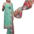 DRAVINAM Trends Unstitched Printed Mirror Work Cotton Salwar Suits Dress Material with Chiffon Dupatta (Green)