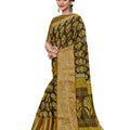 DRAVINAM Trends Women's Cotton Linen Jacquard Woven Broad Border Pattu Saree with Blouse Piece (Pattu SareeSRMN_35N_Brown)