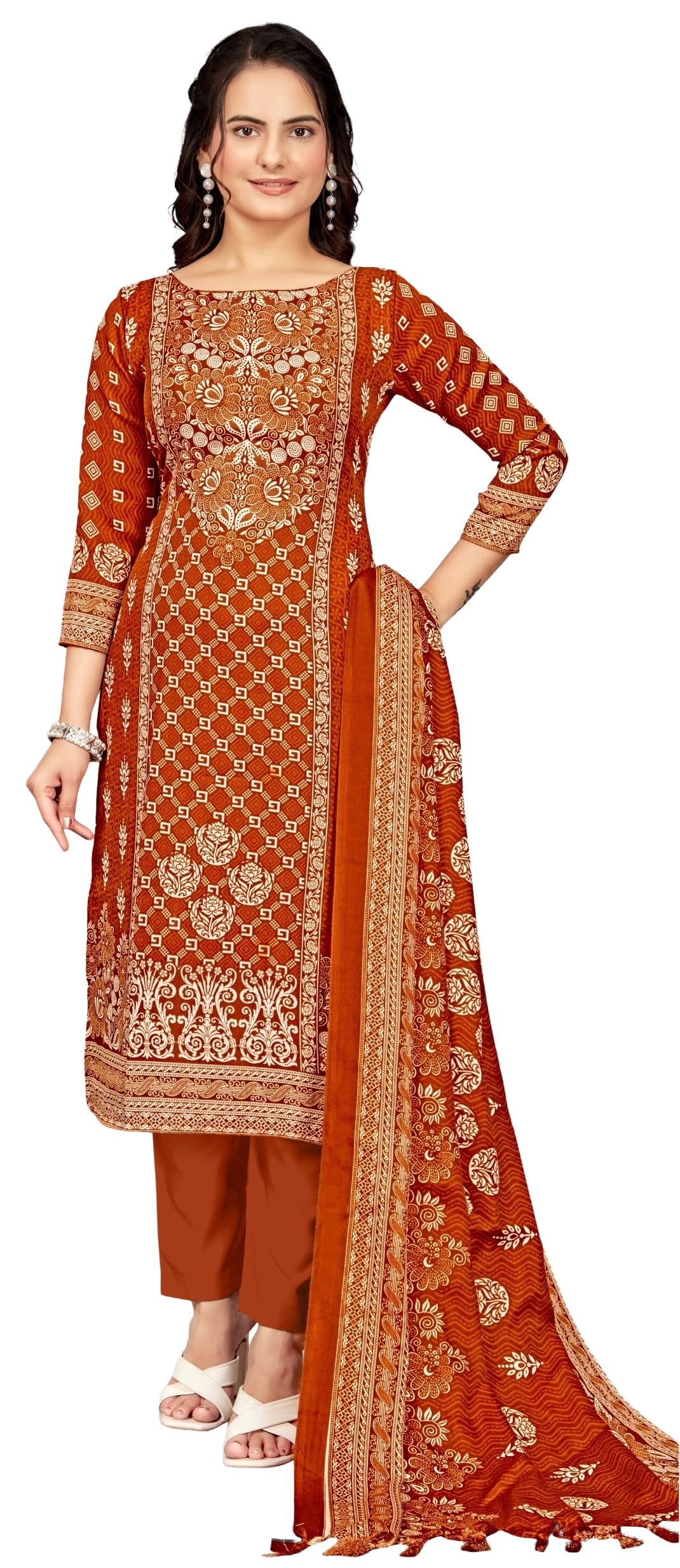 DRAVINAM Trends Women's Unstitched Winter Wear Digital Printed Heavy Woolen Pashmina Salwar Suit Dress Material with Printed Shawl Dupatta