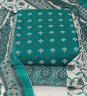 DRAVINAM Trends Women's Ethnic Pure Cotton Jaipuri Printed Unstitched Salwar Suit Dress Material with Dupatta