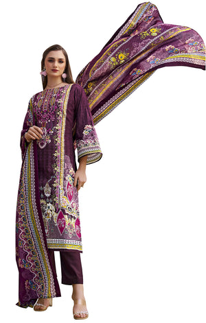 DRAVINAM Trends Unstitched Pakistani Embroidered Pure Cotton Salwar Suit Dress Materials with Cotton Dupatta