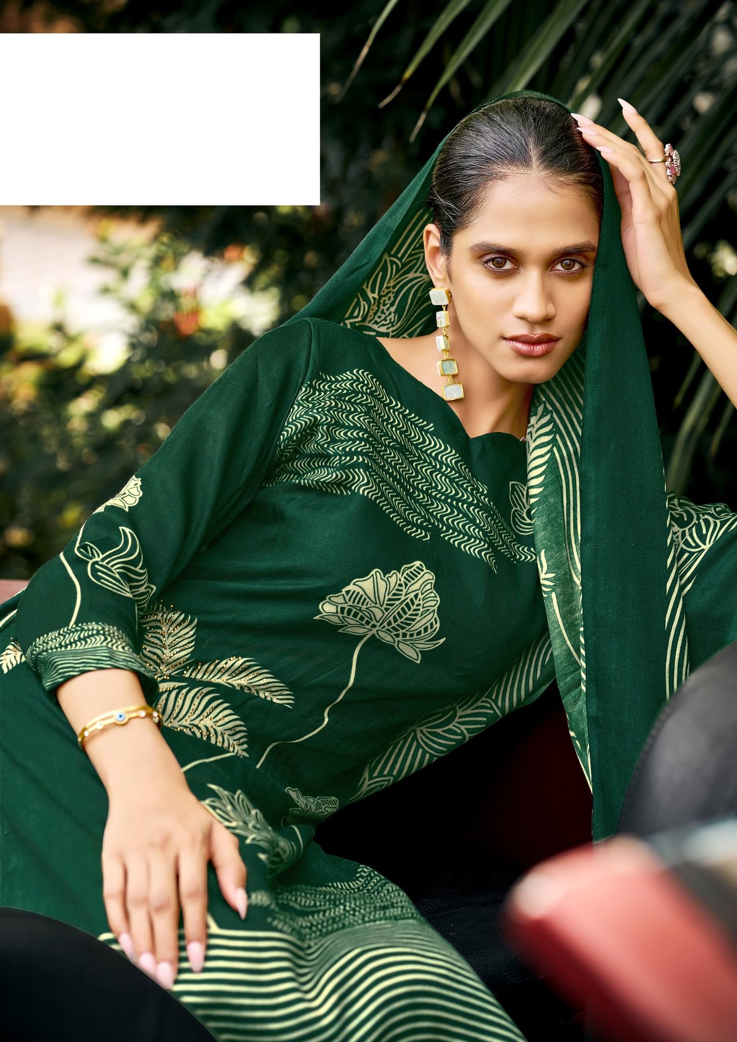 DRAVINAM Trends Women's Winter Wear Kashmiri Kani Printed Warm Salwar Kameez Dress Material with Swaroski Work and Twill Pashmina Printed Shawl Dupatta