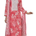 DRAVINAM Trends Women's Unstitched Digital Print Schiffli Chicken Work Pure Cotton Cambric Salwar Suit Dress Material with Digital Printed Bamber Half Pure Dupatta (Peach)
