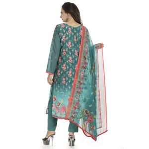 DRAVINAM Trends Women's Embroidered Pure Crepe Floral Printed Salwar Suit Dress Material with Printed Georgette Dupatta (Unstitched)