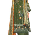 DRAVINAM Trends Printed Embroidered Pure Cotton Unstitched Salwar Suit Dress Materials Fabric with Cotton Printed Dupatta (Mehandi Green)
