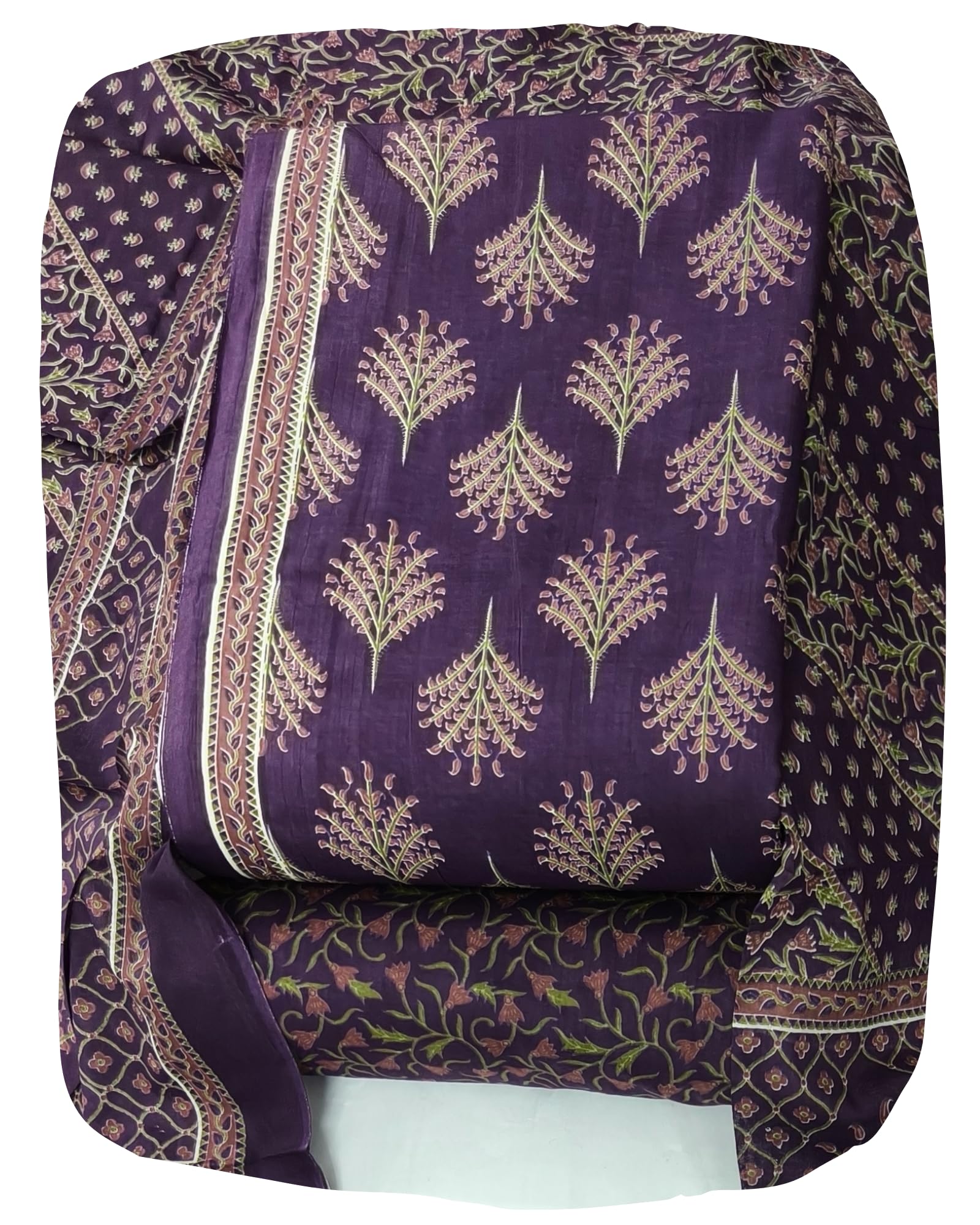 DRAVINAM Trends Jaipuri Print Cambric Cotton Unstitched Salwar Suit Dress Material for Women with Mulmul Cotton Dupatta