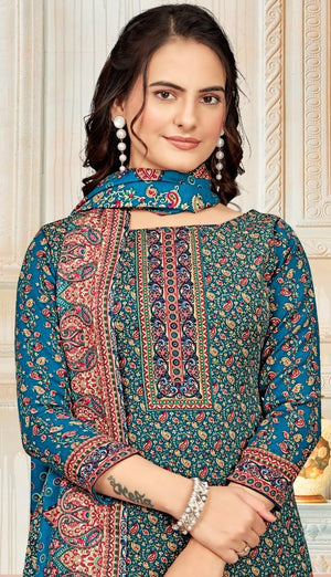 DRAVINAM Trends Women's Unstitched Winter Wear Kaani Digital Printed Heavy Woolen Pashmina Salwar Suit Dress Material with Printed Shawl Dupatta