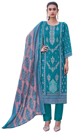DRAVINAM Trends Women's Unstitched Premium Pure Cotton Heavy Embroidered Suit Dress Material