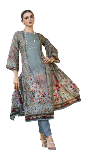 DRAVINAM Trends Women's Unstitched Salwar Suit Dress Material - Jam Cotton Digital Printed Heavy Embroidered Boring Work Kameez II Unstitch Bottoms II Cotton Dupatta