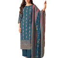 DRAVINAM Trends Women's Modal Unstitched Dress Material - Pure Modal Discharge Print top with Elegant Hand Work (2.5 m), Pure Modal Solid Bottom (2.8m), Viscose Modal Print Dupatta (2.25 m)