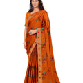 DRAVINAM Trends Women's Pure georgette Bandhani Print saree with broad Borders and Solid Blouse Piece (Brown)