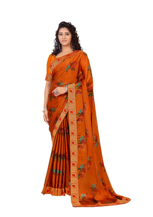 DRAVINAM Trends Women's Pure bright georgette Bandhani Print saree with Lace Borders and Solid Blouse Piece (Blue)