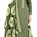 DRAVINAM Trends Women's Unstitched Kaani Print Fancy Work Spun Pashmina Winter wear Dress Material Fabric for Salwar Suit with printed spun pashmina Kashmiri shawl dupatta (Green)
