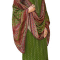 DRAVINAM Trends Women's Pure Viscose Upada Silk Hand and Sequence work Unstitched Salwar Suit Material with Pure Muslin Digital Print Sequence Dupatta (Free size_Green)
