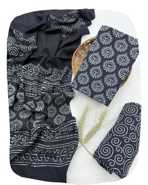 DRAVINAM Trends Hand Block Print Jaipuri Cambric Unstitched Cotton Suit Dress Material for Women with Mulmul Cotton Hand Printed Dupatta