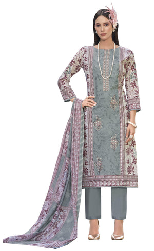 DRAVINAM Trends Women's Unstitched Salwar Suit Dress Material - Cotton Digital Printed Organza Embroidered Kameez II Unstitch Bottoms II Cotton Dupatta