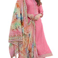 DRAVINAM Trends Women's Pure Viscose Upada Silk Sequence work Unstitched Salwar Suit Material with Pure Muslin Digital Print Sequence Dupatta (Free size_Pink)
