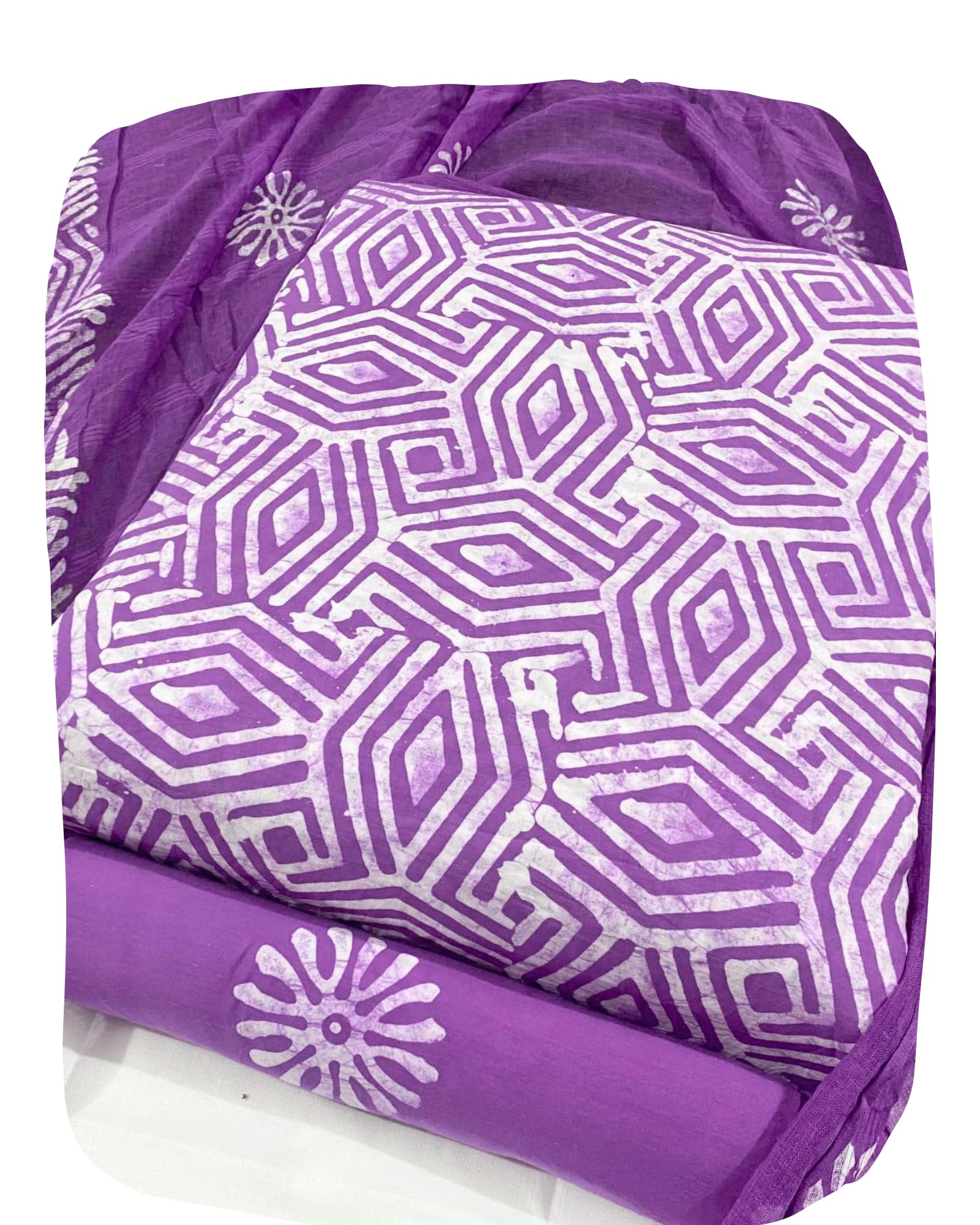 DRAVINAM Trends Unstitched Jaipuri Handmade Wax Batik Print Soft Cotton Dress Material with Dupatta