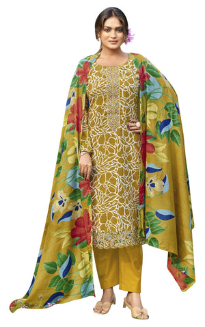 DRAVINAM Trends Kurti 2.50 mtrs, PURE COTTON DYED (2.7 m),PURE LAWN MULMUL DIGITAL PRINT COTTON DUP (2.25|Mehandi Green