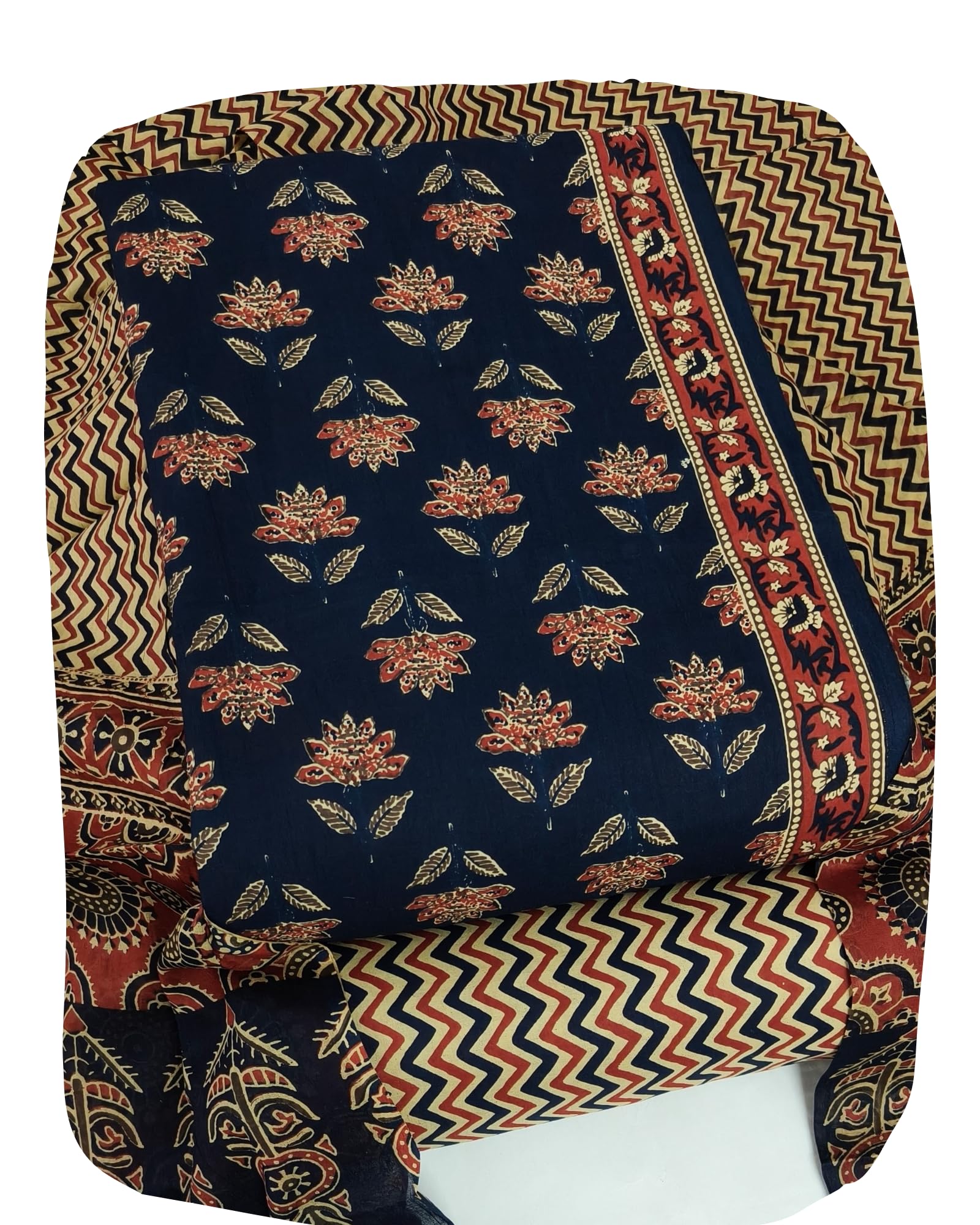 DRAVINAM Trends Jaipuri Print Cambric Cotton Unstitched Salwar Suit Dress Material for Women with Mulmul Cotton Dupatta