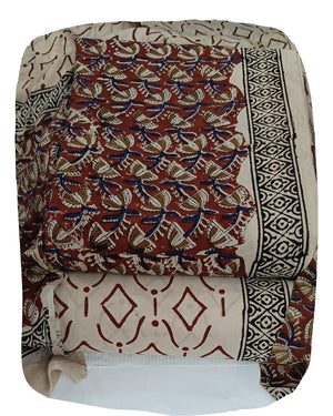 DRAVINAM Trends Women's Jaipuri Pure Cotton Handmade Floral Block Bagh Print Unstitched Dress Material Set with Dupatta (Top, Bottom, and Dupatta Fabric)