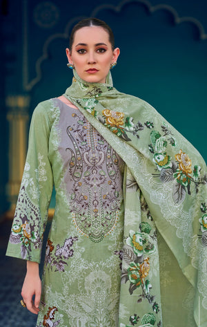 DRAVINAM Trends Women's Unstitched Salwar Suit Dress Material - Cotton Digital Printed Organza Embroidered Kameez II Unstitch Bottoms II Cotton Dupatta