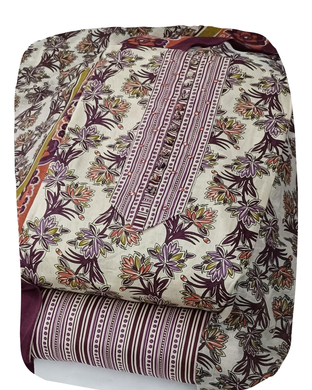 DRAVINAM Trends Women's Cambric Cotton Dress Material | Unstitch Kalamkari Printed Suit Set with Cotton Dupatta