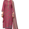 DRAVINAM Trends Women's Winter Wear Unstitched Discharge Print Hand Work Embroidered Woollen Viscose Pashmina Salwar Suit Dress Material with Pashmina Printed Shawl