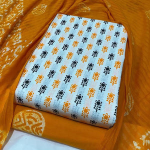 DRAVINAM Trends Unstitched Jaipuri Handmade Wax Batik Print Soft Cotton Dress Material with Dupatta