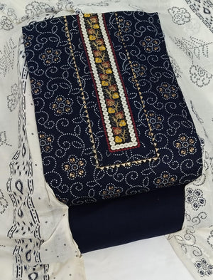 DRAVINAM Trends Women's Ethnic Pure Cotton Jaipuri Printed Unstitched Salwar Suit Dress Material with Dupatta