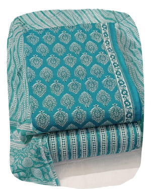 DRAVINAM Trends Jaipuri Printed Pure Cambric Unstitched Cotton Suit Dress Material with Chiffon Printed Dupatta