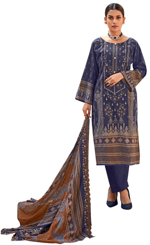 DRAVINAM Trends Women's Unstitched Salwar Suit Dress Material - Cotton Digital Printed Organza Embroidered Kameez II Unstitch Bottoms II Cotton Dupatta