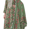 DRAVINAM Trends Pure Viscose Rayon Discharge Foil Printed Fancy Embroidered Daman Lace Suit Dress Material with Unstitched Rayon Bottoms and Cotton Embroidered Dupatta
