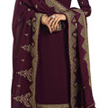 DRAVINAM Trends Women's Heavy Embroidered Pure Georgette Sharara Salwar Suit Dress Material with Heavy Embroidered Pure Georgette Dupatta (Free size_Dark Maroon)
